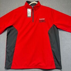 Knights Apparel Georgia Bulldogs Hairy Dawg Red Quarter Zip Windbreaker Mens M